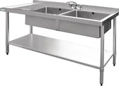 Vogue RVS spoeltafel 2 spoelbakken rechts 150x60cm
