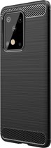 Samsung Galaxy S20 Ultra Geborsteld TPU Hoesje Zwart