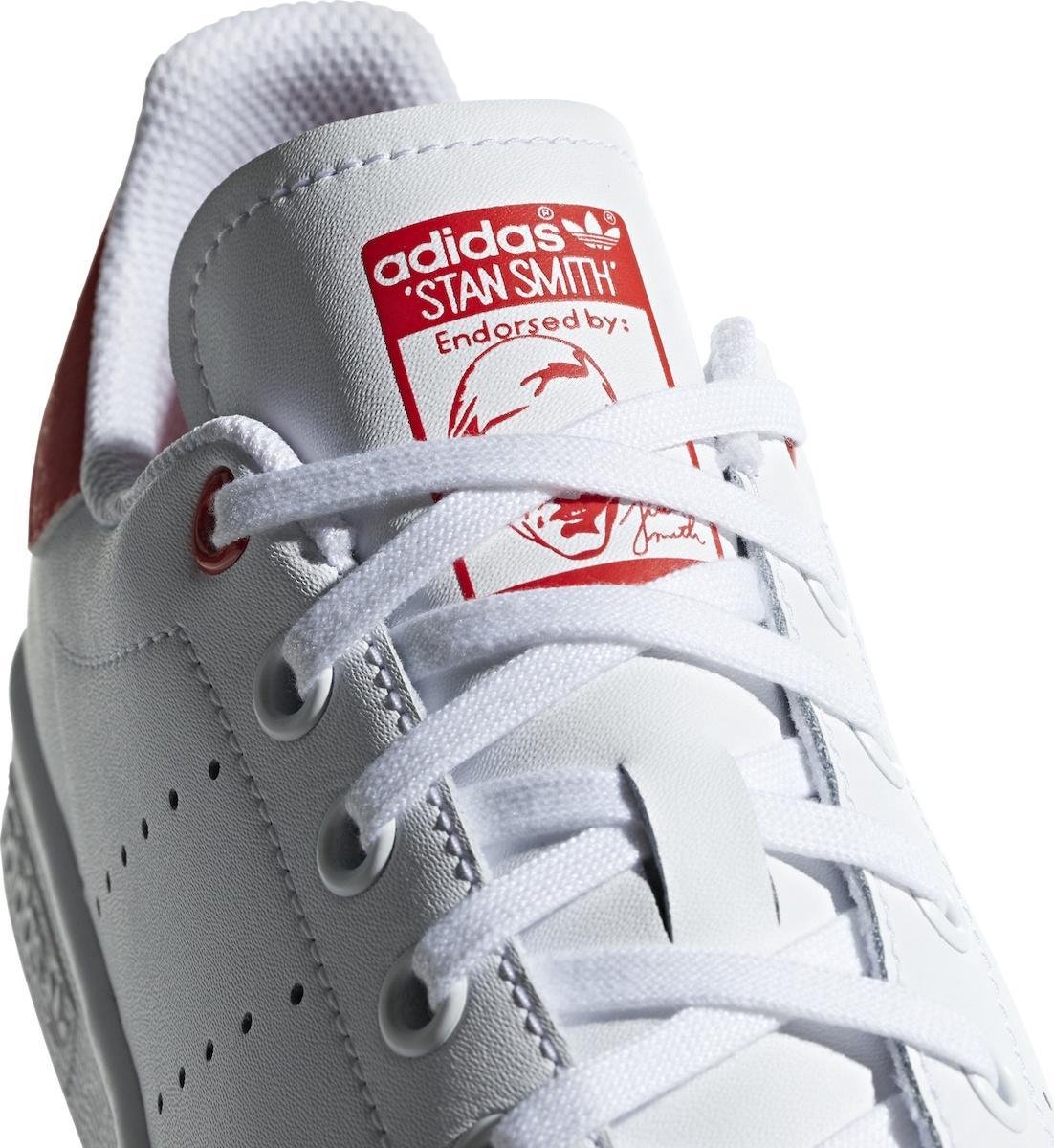 Adidas Stan Smith J Wit / Rood - Kinder Sneaker - G27631 - Maat 35 1/2 |  bol.com