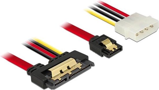 SATA naar SATA data- en Molex voedingskabel - SATA600 - 6 Gbit/s / rood - 0,30 meter