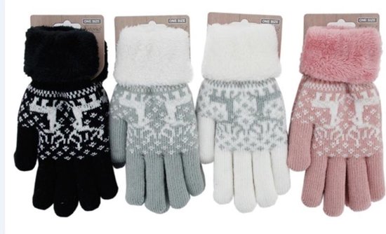 blok leider Spuug uit Gebreide winter handschoenen Nordic/zwart voor dames met teddy voering |  bol.com