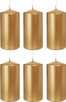 6x Gouden cilinderkaarsen/stompkaarsen 6 x 12 cm 40 branduren - Geurloze goudkleurige kaarsen - Woondecoraties