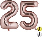 Relaxdays folie ballon 25 - cijferballon - folieballonnen - verjaardag folieballon cijfer - Rose goud