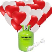 Bruiloft / aanzoek / valentijnsdag pakket helium tankje met 48 hartjes ballonnen en sluitlintjes