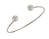 Adriana armband  zilver verguld 2 Zoetwater button Wit 8-9mm Romantica A236