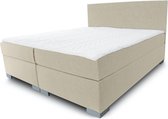 Boxspring Turijn - Vaste standaard  box - Pocketvering matras + Topper - 140 x 200 - Vlak luxe - Beige - L poten