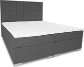 Boxspring Pisa - Vaste luxe box - Pocketvering matras + Topper - 160 x 210 - 12 vakken - Antraciet - L poten