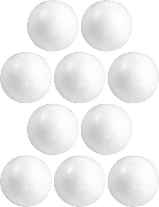 10x Hobby/DIY piepschuim bal/bol 4 cm - Kerstballen maken - Knutselen basis materialen/hobby materiaal