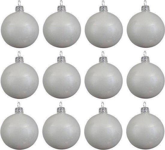 JEP Uithoudingsvermogen maniac 12x Winter witte glazen kerstballen 10 cm - Glans/glanzende -  Kerstboomversiering... | bol.com