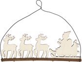 Kerstdecoratie, kerstman met rendier, H: 8 cm, D: 0,5 cm, B: 22 cm, 1 stuk