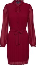 Mela London jurk long sleeve pleated belted dress Rood-14 (42)