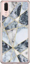 Huawei P20 siliconen hoesje - Marmer blauw