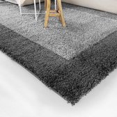 Hoogpolig vloerkleed shaggy Trend lijstmotief - grijs 80x250 cm