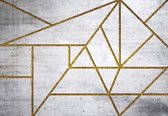 Fotobehang - Vlies Behang - Beton met Gouden Lijnen - 416 x 290 cm