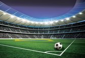 Fotobehang - Vlies Behang - Voetbalstadion met Braziliaanse Vlag - Voetbal - Voetbalveld - 368 x 254 cm