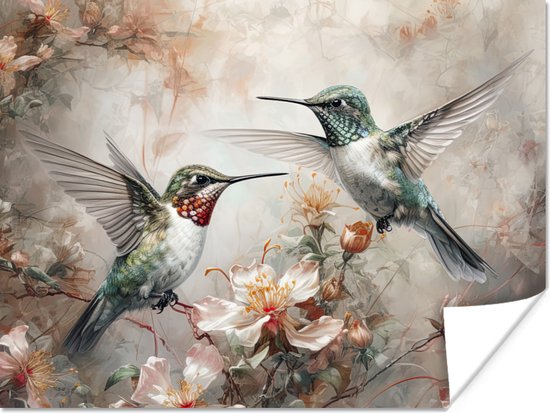 Poster Kolibrie - Vogels - Bloemen - Planten