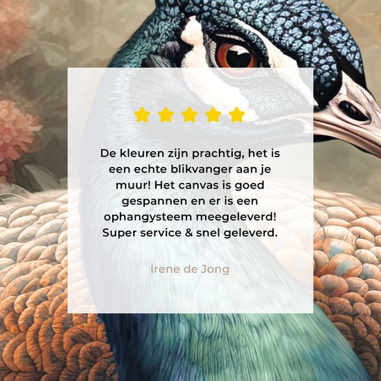 Tableau sur toile Paon - Vogel - Fleurs - Plantes - Plumes de Paon - 80x60 cm - Décoration murale