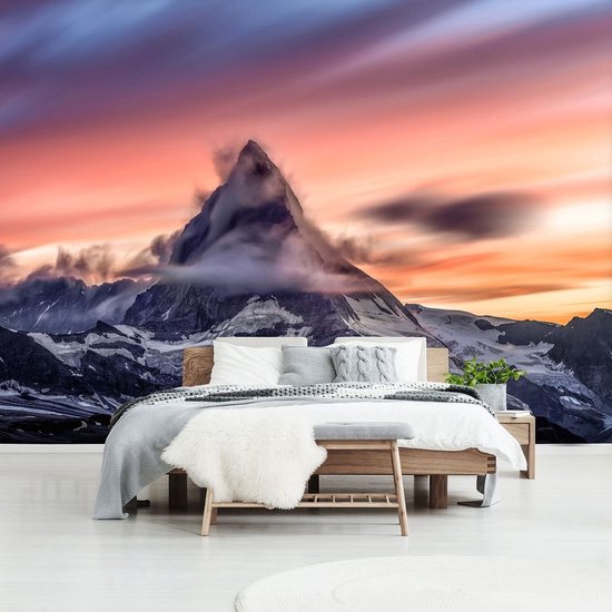 Papier peint photo - Papier peint intissé - Coucher de soleil en haute Montagnes - 208 x 146 cm