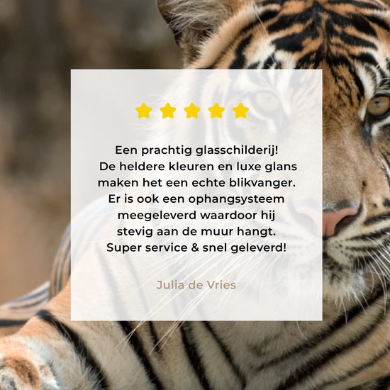 MuchoWow® Peinture sur verre - Tigre - Rochers - Feuilles - 180x120 cm - Peintures sur verre acrylique - Photo sur Glas
