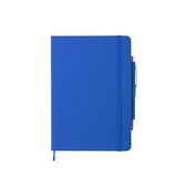Luxe schriften/notitieboekje blauw met elastiek en pen A5 formaat - 100x gelinieerde paginas - opschrijfboekjes