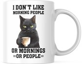 Grappige Mok met tekst: I don't like morning people. Or mornings. Or people. | Grappige Quote | Funny Quote | Grappige Cadeaus | Grappige mok | Koffiemok | Koffiebeker | Theemok | Theebeker