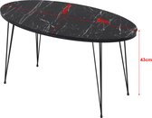 Table basse Ovale Dianna - 43x90x50 cm - Marbre Zwart et Zwart - Facile à assembler - Fonctionnelle - Elégante
