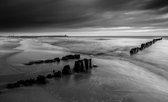 Fotobehang Vlies | Strand, Zee | Grijs, Zwart | 368x254cm (bxh)