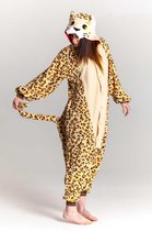 KIMU Onesie luipaard pak panter kostuum - maat S-M - panterpak jumpsuit huispak cheetah luipaardprint panterprint