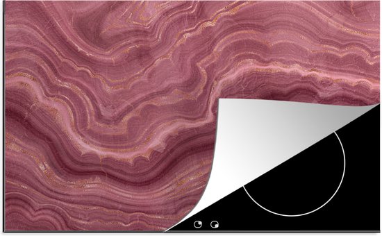 KitchenYeah® Inductie beschermer 80x52 cm - Roze - Geode - Stenen - Agaat - Kookplaataccessoires - Afdekplaat voor kookplaat - Inductiebeschermer - Inductiemat - Inductieplaat mat