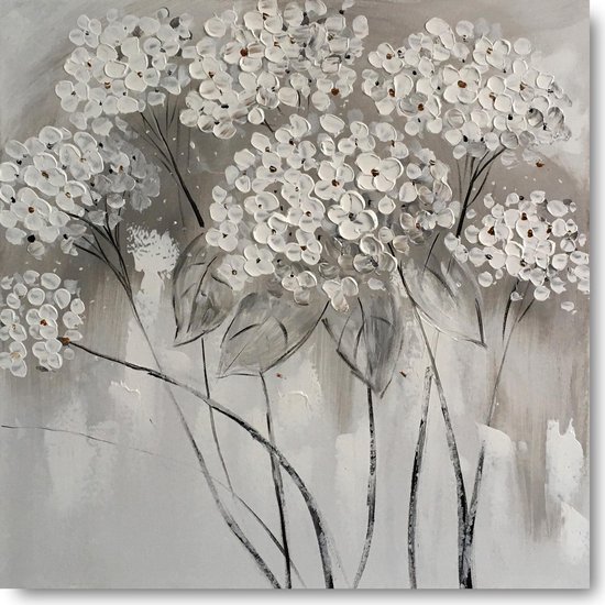 Dragende cirkel In zicht tafel Schilderij witte bloemen Hortensia 'Annabelle' 70 x 70 Artello -  handgeschilderd... | bol.com