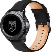 Rosso Deluxe - Universeel Smartwatch/Horloge Bandje 22MM - Echt Leer - Zwart