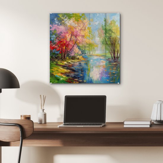 MuchoWow® Peinture sur verre 50x50 cm - Peinture sur verre - Peinture à l'huile - Paysage - Nature - Coloré - Photo sur verre acrylique - Peintures