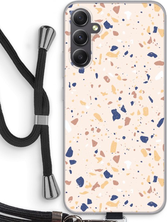Case Company® - Coque Samsung Galaxy A34 avec cordon - Terrazzo N°23 - Coque pour téléphone avec cordon Zwart - Protection sur tous les côtés et sur le bord de l'écran