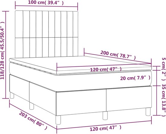 vidaXL-Boxspring-met-matras-en-LED-fluweel-roze-120x200-cm