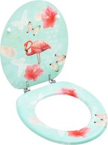 vidaXL - Toiletbril - met - deksel - flamingo - MDF