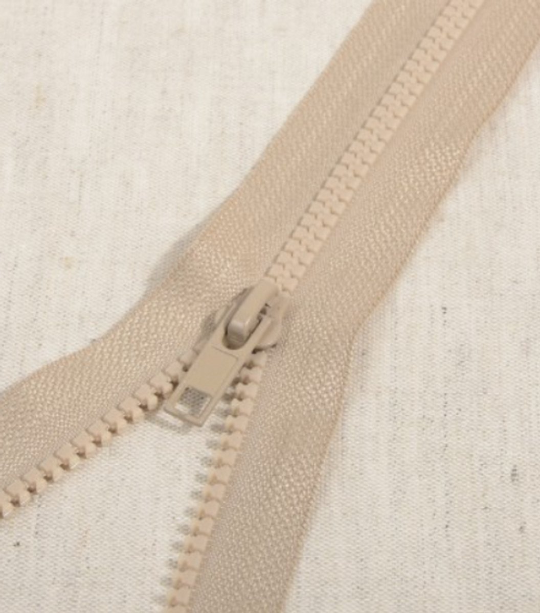 Deelbare rits 35cm antiloop beige - polyester stevige rits met bloktandjes