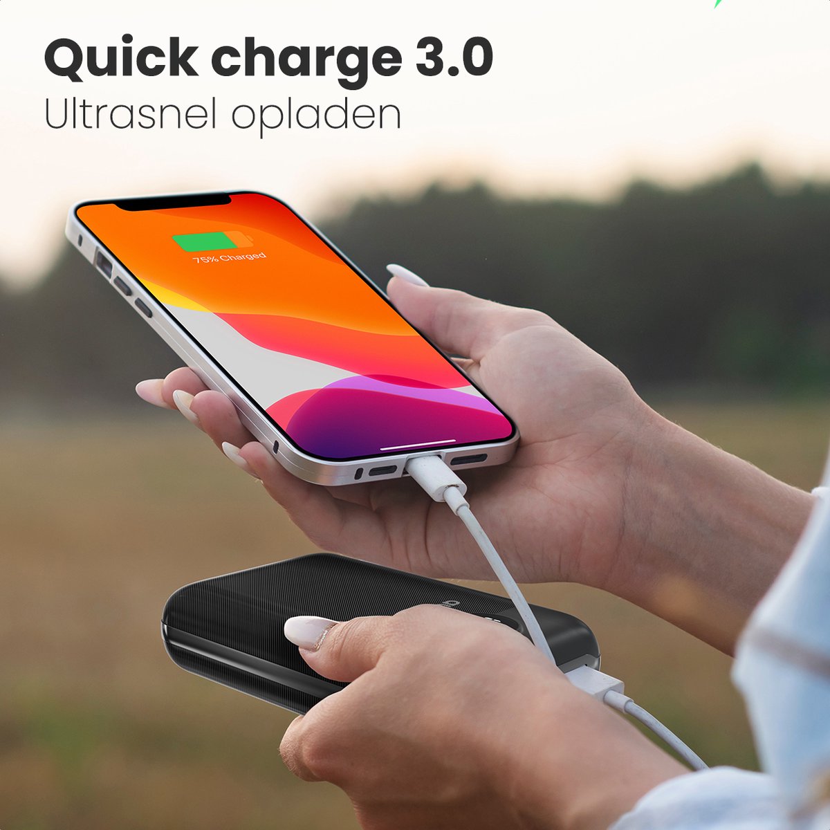 Auronic Powerbank 20.000 mAh Snellader Zwart - afbeelding 3