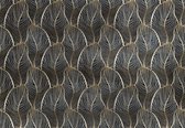 Fotobehang - Vlies Behang - Gouden Jungle Bladeren - Kunst - 254 x 184 cm