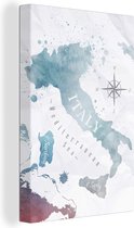 Canvas Wereldkaart - 80x120 - Wanddecoratie Wereldkaarten - Verf - Italië