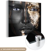 MuchoWow® Peinture sur verre - Femme - Feuille d'or - Zwart - Or - Luxe - 50x50 cm - Peintures sur verre acrylique - Photo sur Glas