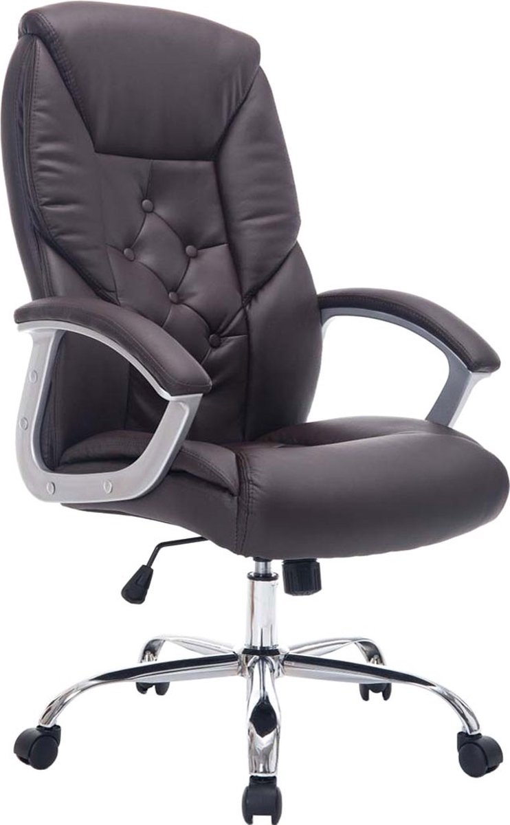 Bureaustoel Nidio XL - Op wielen - Bruin - Voor volwassenen - Kunstleer - Ergonomische bureaustoel - In hoogte verstelbaar