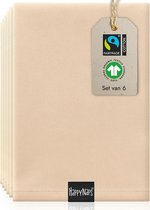 Servetten Katoen (Beige) 100% Fairtrade organisch katoen | Duurzame beige stoffen servetten, wasbaar tot 60°C | Ongelooflijk zacht | 45x45cm [Set van 6]