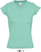 Dames t-shirt V-hals mint groen 100% katoen slimfit - Dameskleding shirts 36