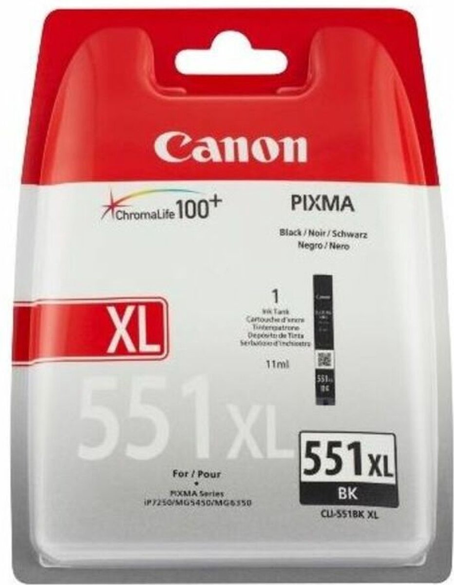 Canon CLI-551XLBK - Inktcartridge / Zwart / Hoge Capaciteit