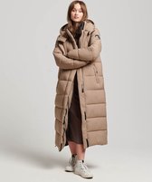 Veste Femme Superdry Ripstop Longline Puffer Jacket - Fossil Brown Grid - Taille M