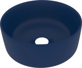 vidaXL - Wastafel - rond - 40x15 - cm - keramiek - mat - donkerblauw
