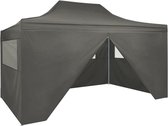 vidaXL - Partytent - met - 4 - zijwanden - inklapbaar - 3x4 - m - staal - antraciet