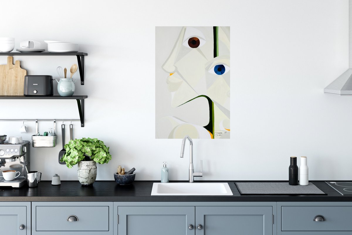 Poster Gezichten - Ogen - Wit - Abstract - 40x60 cm