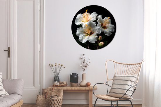 WallCircle - Stickers muraux - Cercle Papier Peint - Fleurs - Wit -  Hibiscus - Nature