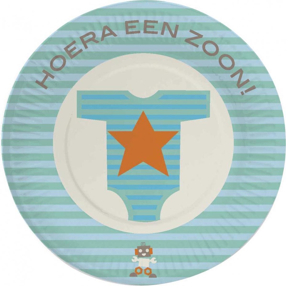 Haza Original Feestborden ''hoera Een Zoon'' 8 Stuks Blauw 18 Cm